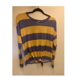 Blue and Gold Striped Long-sleeve